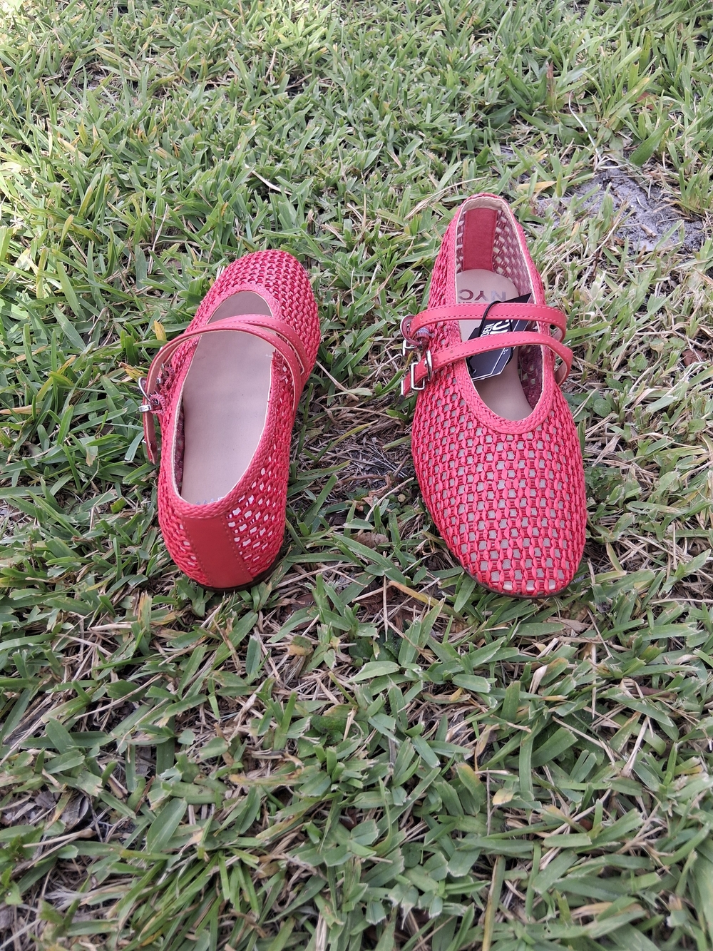 Woven Double-Strap Red Ballet Flats - Picture 5 of 6